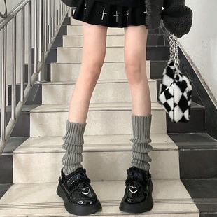 Lolita Knitted Pile Socks Straight and Versatile Japanese Style White Extended Jk Calf Socks Y2K Leg Covers Slim and Pure