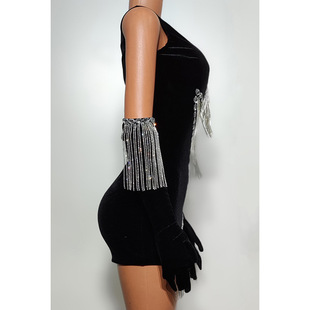 GC Birthday Costume Party Fringe Tight Dress Party Cha Cha Dress Performance Competition Suit High-end Latin Dance Jumpsuit