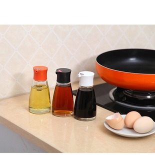 Creative covered glass seasoning jar vinegar bottle soy sauce pot seasoning bottle transparent sealed leak-proof liquid 217g