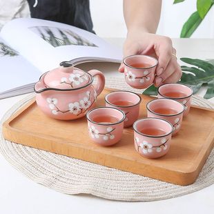 Ceramic Kung Fu Tea Set suit Teapot Teacup Tea Set Japanese Style Hefeng Underglaze Color Travel Tea Set Factory Wholesale