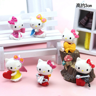 Девушка Мультяшный торт Декор Розовый Kitto Cat Hello Kitty Тема для девочек День рождения Десерт Платье Плагин Вставка