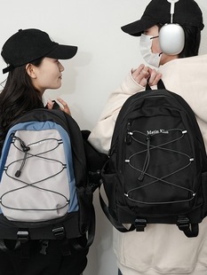 Korean Style Drawstring Large Capacity Student Backpack 2024 New Reflective Casual Book Mountaineering Bag Travel Bag