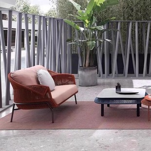 Outdoor Sofa Courtyard Hotel Villa Nordic Rattan Chair Designer Outdoor Leisure Coffee Table Combination Furniture