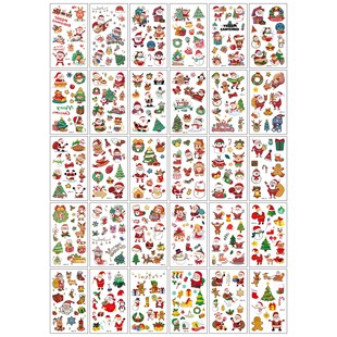 Cross-border New Cartoon Christmas Tattoo Sticker Children Cute Santa Claus Gift Snowman Temporary Tattoo Sticker