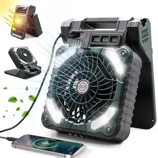 Solar Fan Outdoor Camping Portable Rechargeable Fan Amazon Hot Sale Outdoor Camping Lighting Fan Light