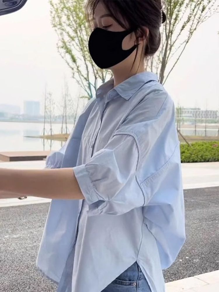 여성용 흰색 반팔 셔츠, 2026년 여름 신상, 우아한 캐주얼 루즈핏 탑, 슬림한 디자인, 유니크한 스타일