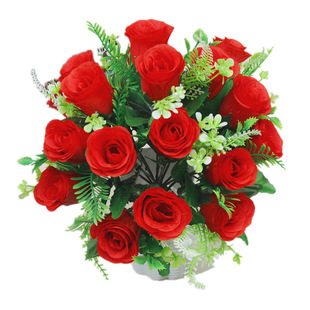 Free shipping artificial rose artificial flower suit 18-head sentimental rose living room decoration desktop flower arrangement decoration silk flower