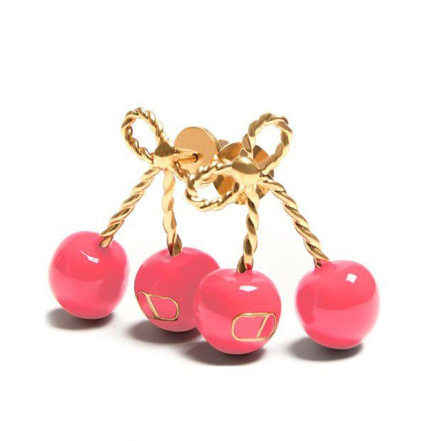 Super sweet and ethereal tassel earrings, V-brand earrings, simple and elegant stud earrings with the letter V, cherry red earrings for women.