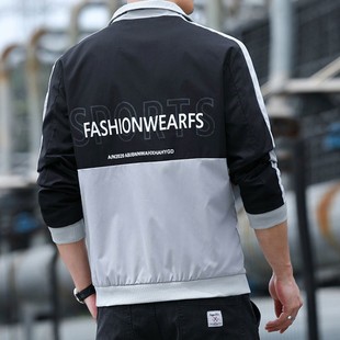 Spring New Style Spliced Top Jacket Men's Short Work Jacket Handsome Casual Lapel Spring and Autumn Men's Windbreaker