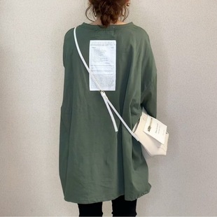 2022 Spring New Japanese Women's Loose Slimming Round Neck Printed Long Sleeve Cotton All-match Women's T-shirt
