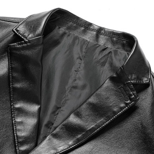 Cross-border fleece-lined Thickened Suit Leather Men's PU Leather Business Fashion Leisure Trend Spring and Autumn New Men's Leather Outer