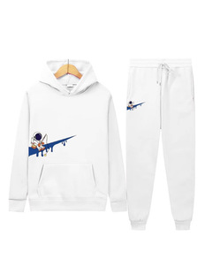 Cross-border new fashion casual sports hooded coat trousers sweater suit autumn and winter outdoor warm cold