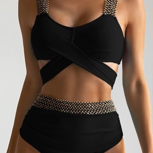 2024 European and American New Split Swimsuit Women's Sexy Holiday Strap Bikini Amazon Foreign Trade Hot Spring Swimsuit