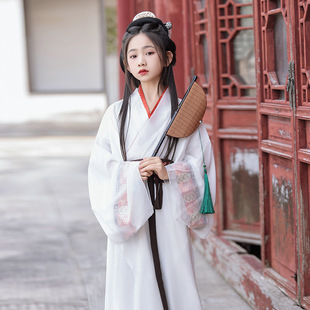Белый костюм Воюющих Государств для девочек Hanfu прямой хвост