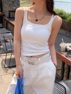 Women's Summer Outerwear with Chest Pads, Beautiful Back Vest, New White Inner Layering Shirt, Versatile Top for Beach Wear
