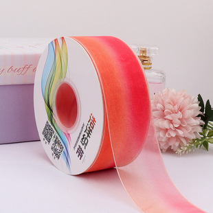 Factory direct rainbow gradient snow yarn belt two-color flower gift packaging decorative ribbon diy handmade hair accessories