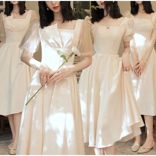 Bridesmaid dress can be worn at ordinary times Champagne long new summer group host dress for women dress Daily