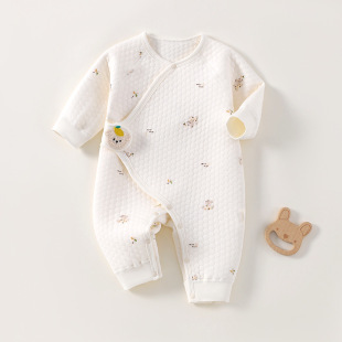 Newborn autumn and winter jumpsuit baby velcro three-layer warm boneless khai baby climbing suit new butterfly suit