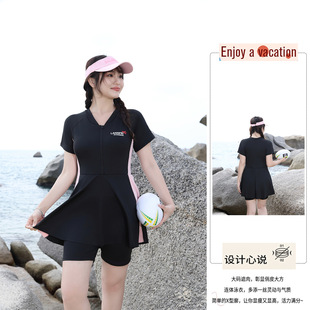 Plus size swimsuit women's fat mm180kg conservative one-piece extra fat belly covering slimming student skirt swimming suit