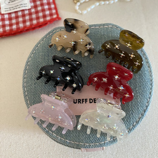 Korean exquisite gypsophila rhinestone acetic acid small semicircle grip clip princess clip side high-end sense bangs clip hair accessories