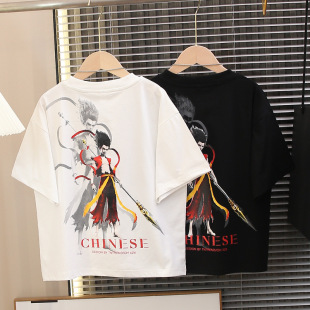 Children's Boy's Summer Cartoon T-shirt 2025 New Style Big Boy's Summer Cotton Short-sleeved Loose T-shirt