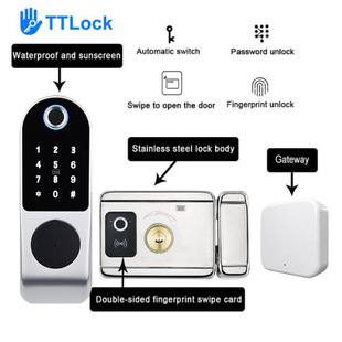 Cross-border overseas exclusive for graffiti in eight languages WIFI fingerprint lock outdoor courtyard exterior apartment pick cow head lock