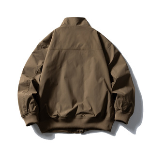 Japanese Style Retro Harrington Collar Workwear Jacket for Men and Women Loose Solid Color Simple Casual Aviator Jacket Trendy