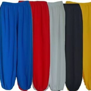 Dealing with Cotton Silk Tai Chi Clothing Lantern Pants Martial Arts Performance Clothing Morning Exercise Cool Running Anti-mosquito Pants for Men and Women Spring and Summer Autumn