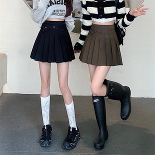 Real shot real price autumn and winter new pleated skirt women's academic style skirt slim high waist A- line skirt