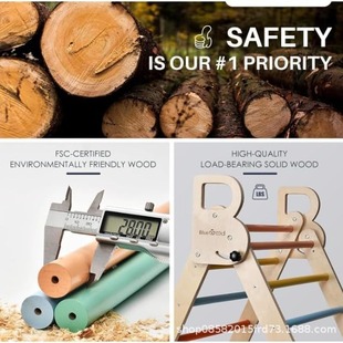 Wooden Children's Outdoor Climbing Rack Sensor Trainer Indoor Playground Climbing Toy Solid Wood Rainbow Slide