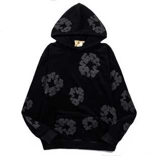 DENIM MONO TEARS Черный серый вспененный хлопок COTTON WREATH Американский плюшевый толстовка