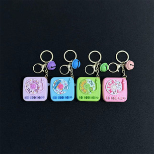 Mini phonograph keychain pendant children's toy school bag pendant couple pendant car key chain ring wholesale