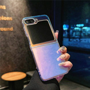 For Samsung zflip6 mobile phone case magnetic suction folding zflip5/4 generation transparent glitter anti-drop protective cover cross border