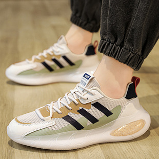 Men's Shoes 2024 Summer and Spring Mesh Flying Weaving Breathable Running Shoes Men's Popcorn Sole Soft Sole Sports Trendy Shoes
