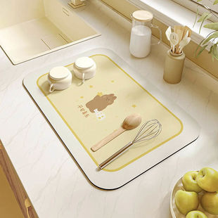 Cartoon kitchen draining mat wash basin surface scrubbing mat heat insulation coaster flower soft diatom mud absorbent table mat
