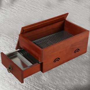 Western Food Charcoal Grilled Steak Plate Solid Wood Smoked Box Wooden Features Creative Smoked Wooden Box Carbon Barbecue Tableware