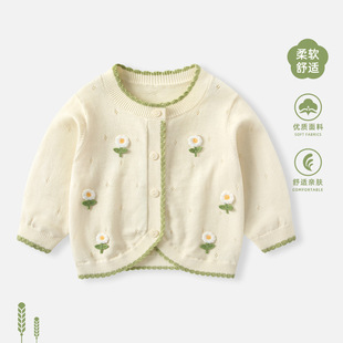Baby Girl's Short-sleeved Cardigan 2025 Summer Girl's Outer-wearing Ice Silk Coat Baby's Shawl Sunscreen Clothes Air-conditioning Shirt