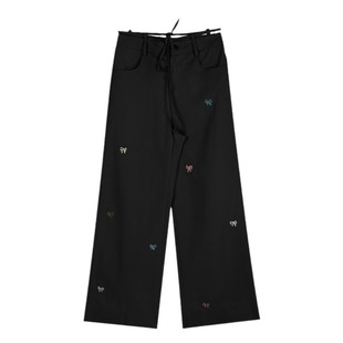 Cross-border 2024 Butterfly Embroidered Tooling Wide Leg Pants Women's Summer High Waist Casual Straight Pants Hangs