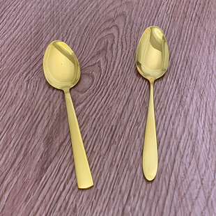 Stainless Steel Golden Spoon Gold Plated Pointed Handle Square Handle Dinner Spoon Household Tableware Porridge Spoon Spoon Spoon