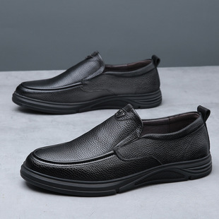 2024 New Spring and Autumn Men's Top Layer Cowhide Pig Leather Interior Wear-resistant Breathable Casual Business Genuine Leather Shoes for Men