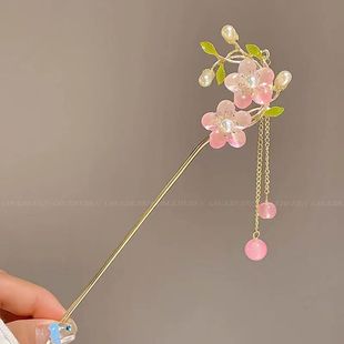 Flower Hairpin Advanced Chinese Style Plate Hair Hairpin Hanfu Headwear Cheongsam Hairpin Antique Tassel Step Plate Hairpin
