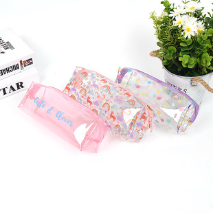 Korean Ins Style Transparent Student PVC Waterproof Pencil Case New Style Stationery Bag Large Capacity Storage Cosmetic Bag