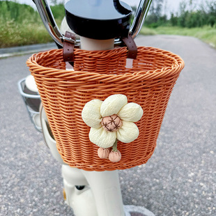 Electric Car Storage Hanging Bag Woven Car Basket Cute Cartoon Front and Rear Seat Universal Storage Basket Creative High-level Sense Ladies