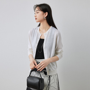 Early Spring Basic 100 Wool Cardigan Women's 25 New Slim Sweater Coat Knitted Outer Wearing Spring Top Thin