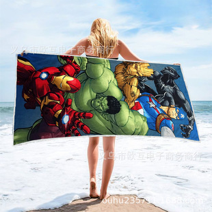 Cross Border Superhero Microfiber Pool Towel Spiderman Quick Drying Beach Towel for Summer Pool Party