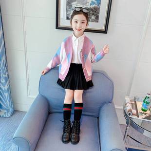 Girls' Sweater Cardigan Girls' Autumn Sweater Cardigan New 2023 Korean Style Western Style Children's Knitwear