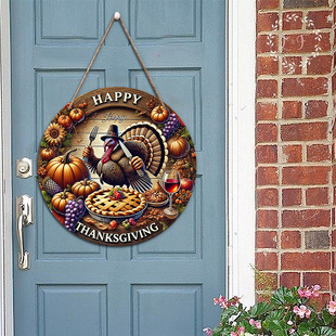 in stock Autumn Door Welcome Wooden Listing Thanksgiving Turkey Maple Leaf Pumpkin Decoration Harvest Party Hanging
