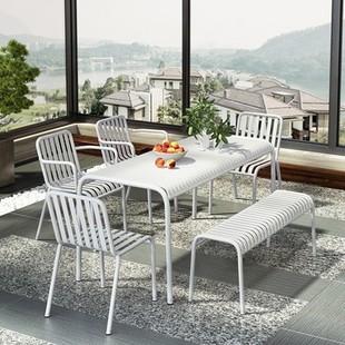 Outdoor Iron Small Table and Chair Waterproof Sunscreen Modern Style Outdoor Balcony Cafe Garden Dining Table and Chair Set Combination