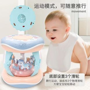 Baby Puzzle Early Education Carousel Drum Toy 6 Months Baby Learn to Sit and Soothe Crawling Children Hand Drum