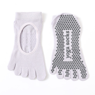 New cross-border Amazon five-finger socks yoga professional non-slip cotton sweat-absorbent fitness solid color Pilates socks